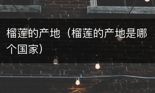 榴莲的产地（榴莲的产地是哪个国家）
