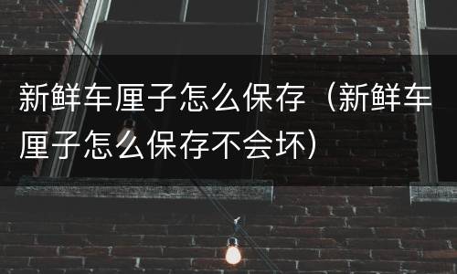 新鲜车厘子怎么保存（新鲜车厘子怎么保存不会坏）