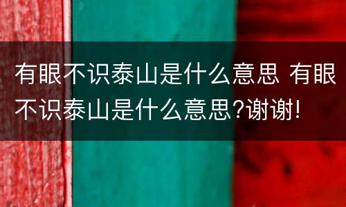 有眼不识泰山是什么意思 有眼不识泰山是什么意思?谢谢!