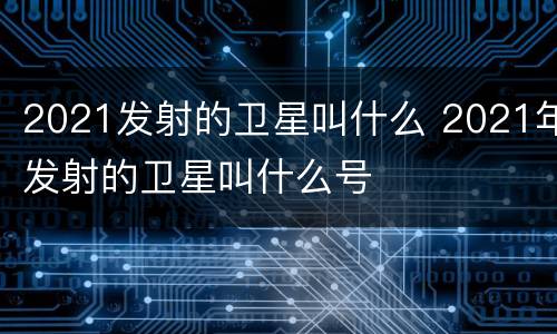 2021发射的卫星叫什么 2021年发射的卫星叫什么号