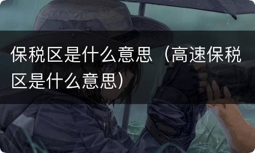 保税区是什么意思（高速保税区是什么意思）