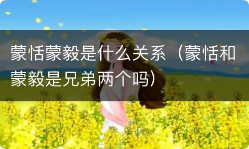 蒙恬蒙毅是什么关系（蒙恬和蒙毅是兄弟两个吗）