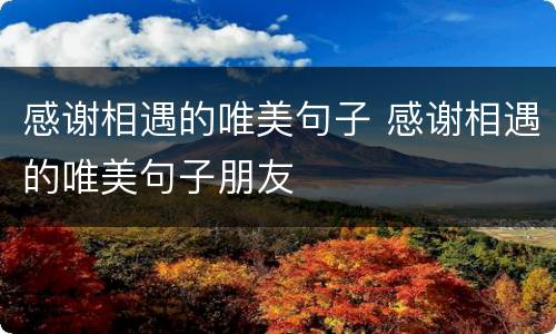 感谢相遇的唯美句子 感谢相遇的唯美句子朋友