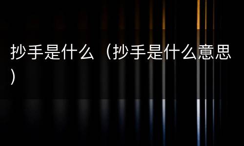 抄手是什么（抄手是什么意思）