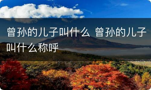 曾孙的儿子叫什么 曾孙的儿子叫什么称呼