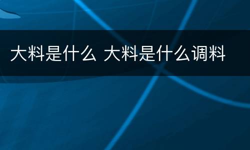 大料是什么 大料是什么调料
