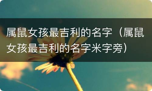 属鼠女孩最吉利的名字（属鼠女孩最吉利的名字米字旁）
