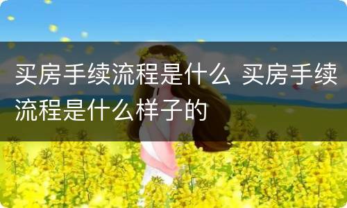 买房手续流程是什么 买房手续流程是什么样子的