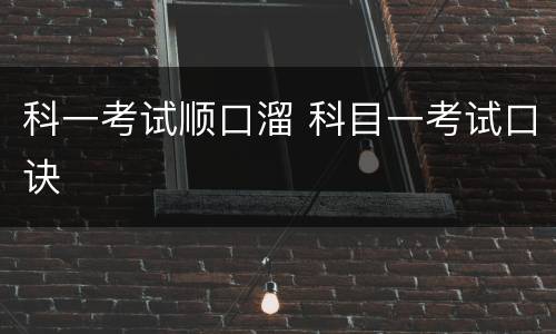 科一考试顺口溜 科目一考试口诀