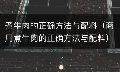 煮牛肉的正确方法与配料（商用煮牛肉的正确方法与配料）
