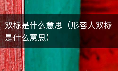 双标是什么意思（形容人双标是什么意思）
