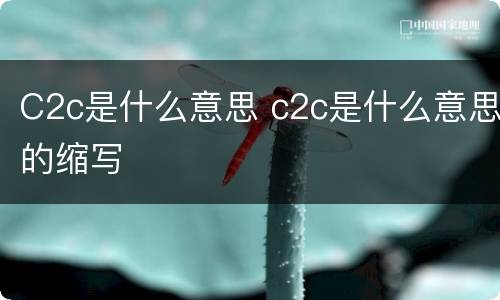 C2c是什么意思 c2c是什么意思的缩写
