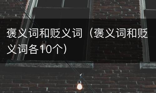 褒义词和贬义词（褒义词和贬义词各10个）