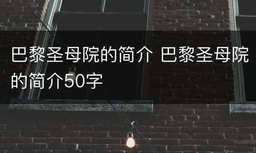 巴黎圣母院的简介 巴黎圣母院的简介50字