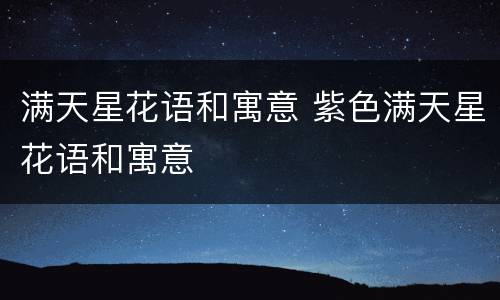 满天星花语和寓意 紫色满天星花语和寓意