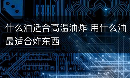 什么油适合高温油炸 用什么油最适合炸东西