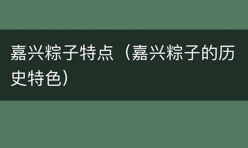 嘉兴粽子特点（嘉兴粽子的历史特色）