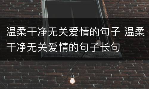 温柔干净无关爱情的句子 温柔干净无关爱情的句子长句