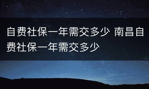 自费社保一年需交多少 南昌自费社保一年需交多少