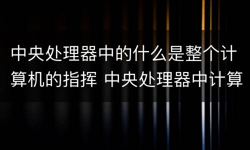 中央处理器中的什么是整个计算机的指挥 中央处理器中计算机的指挥是什么