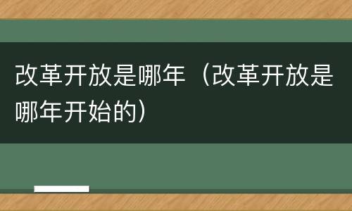 改革开放是哪年（改革开放是哪年开始的）