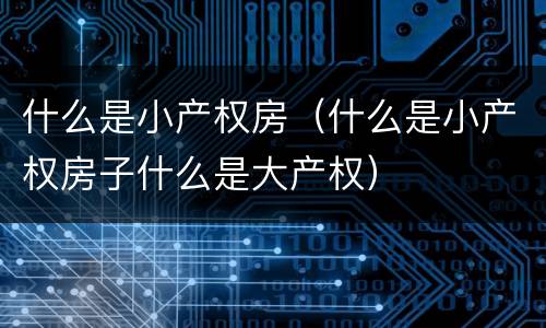 什么是小产权房（什么是小产权房子什么是大产权）