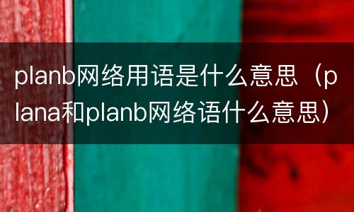 planb网络用语是什么意思（plana和planb网络语什么意思）
