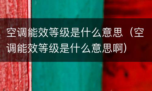 空调能效等级是什么意思（空调能效等级是什么意思啊）