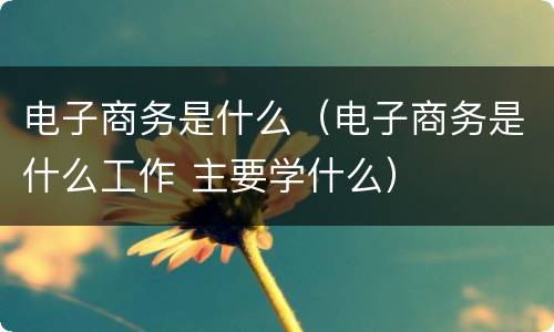 电子商务是什么（电子商务是什么工作 主要学什么）