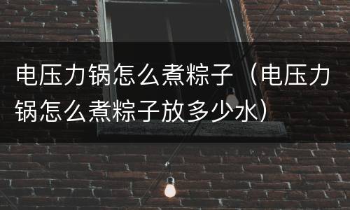 电压力锅怎么煮粽子（电压力锅怎么煮粽子放多少水）