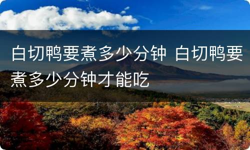 白切鸭要煮多少分钟 白切鸭要煮多少分钟才能吃