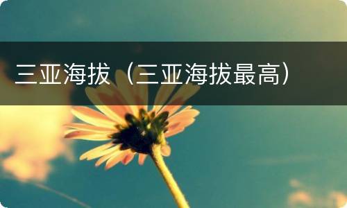 三亚海拔（三亚海拔最高）