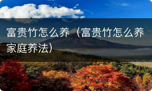 富贵竹怎么养（富贵竹怎么养家庭养法）