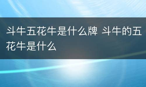 斗牛五花牛是什么牌 斗牛的五花牛是什么