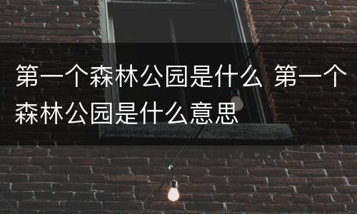 第一个森林公园是什么 第一个森林公园是什么意思