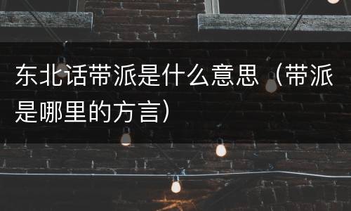 东北话带派是什么意思（带派是哪里的方言）