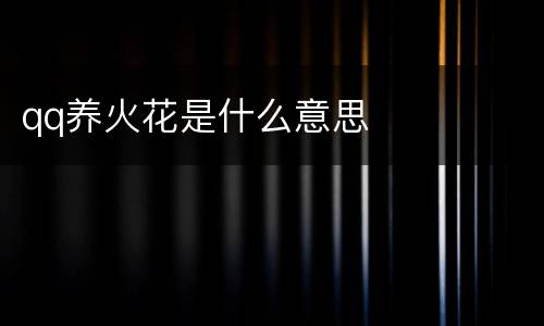 qq养火花是什么意思