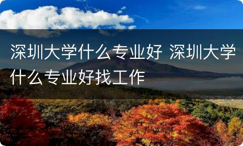 深圳大学什么专业好 深圳大学什么专业好找工作