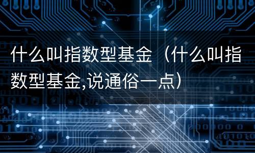 什么叫指数型基金（什么叫指数型基金,说通俗一点）