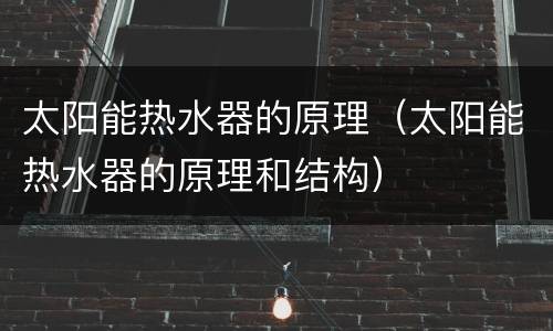 太阳能热水器的原理（太阳能热水器的原理和结构）