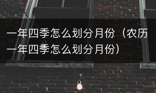一年四季怎么划分月份（农历一年四季怎么划分月份）