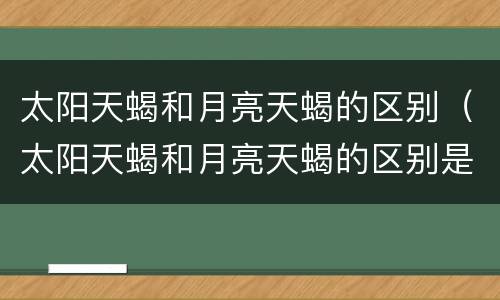 太阳天蝎和月亮天蝎的区别（太阳天蝎和月亮天蝎的区别是什么）