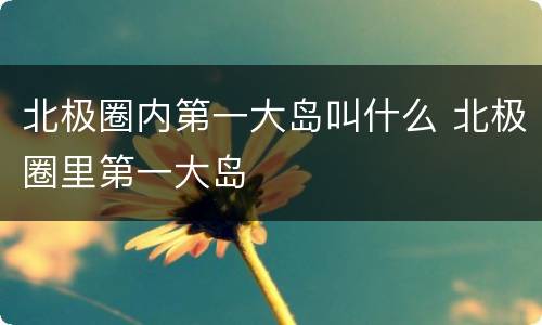 北极圈内第一大岛叫什么 北极圈里第一大岛