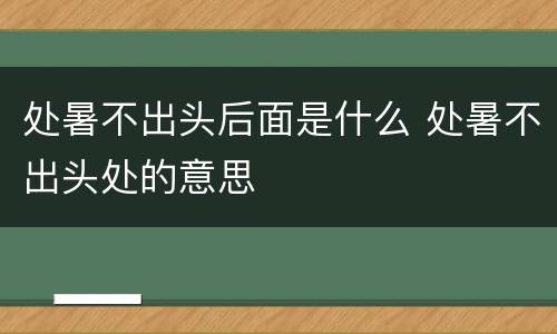 处暑不出头后面是什么 处暑不出头处的意思