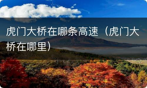 虎门大桥在哪条高速（虎门大桥在哪里）