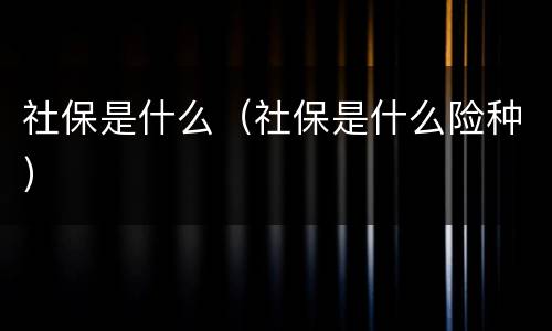 社保是什么（社保是什么险种）