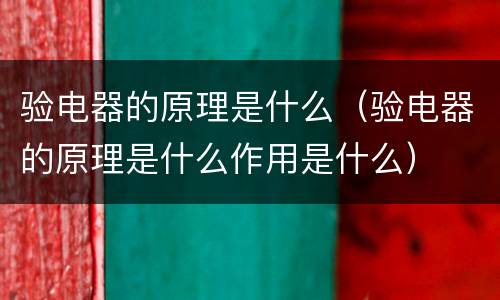 验电器的原理是什么（验电器的原理是什么作用是什么）
