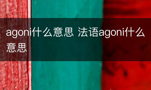 agoni什么意思 法语agoni什么意思