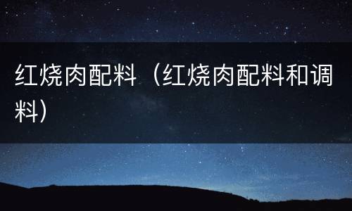 红烧肉配料（红烧肉配料和调料）