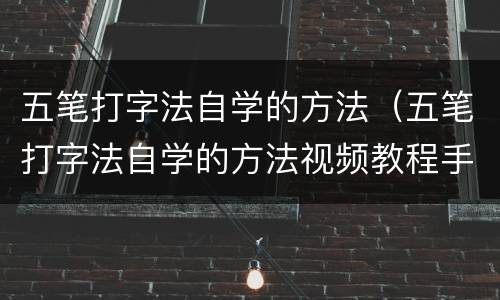五笔打字法自学的方法（五笔打字法自学的方法视频教程手机）